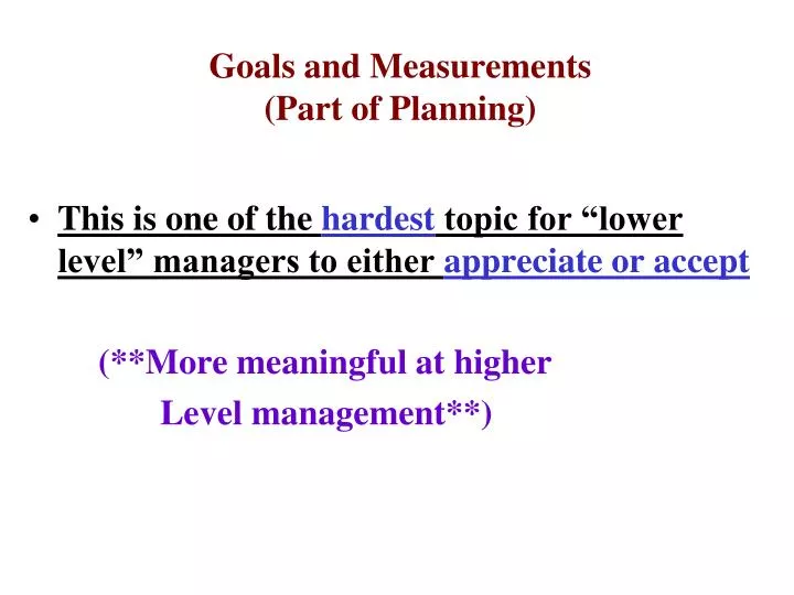 goals and measurements part of planning