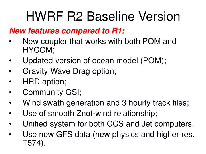 hwrf r2 baseline version