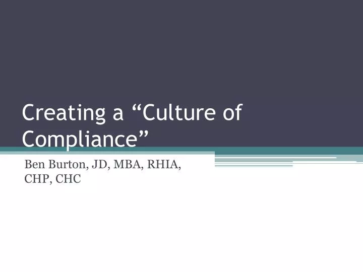 creating a culture of compliance