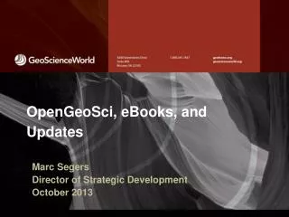 OpenGeoSci , eBooks, and Updates