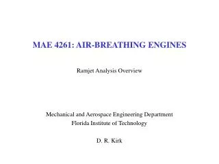 MAE 4261: AIR-BREATHING ENGINES