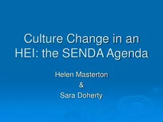 Culture Change in an HEI: the SENDA Agenda