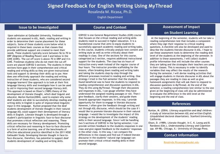 signed feedback for english writing using mythread