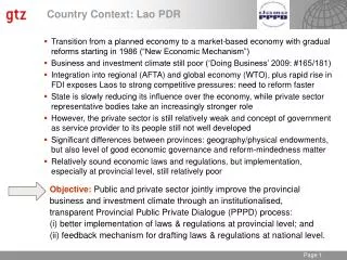 Country Context: Lao PDR