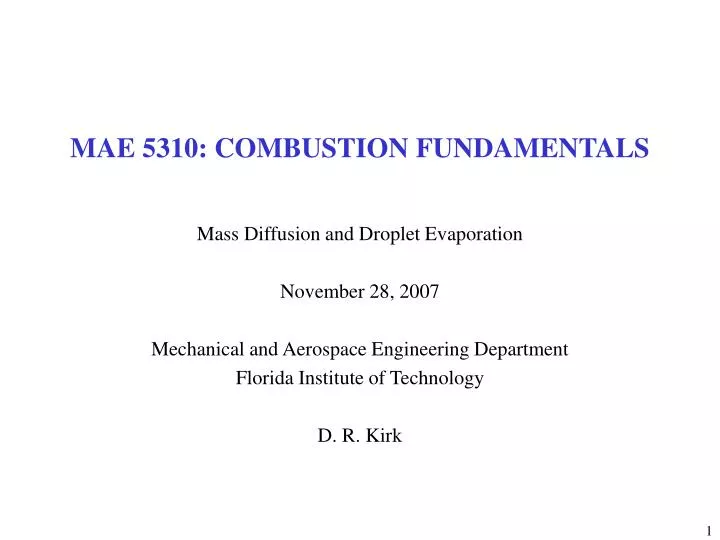 mae 5310 combustion fundamentals