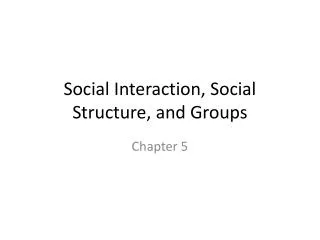 Social Interaction, Social Structure, and Groups