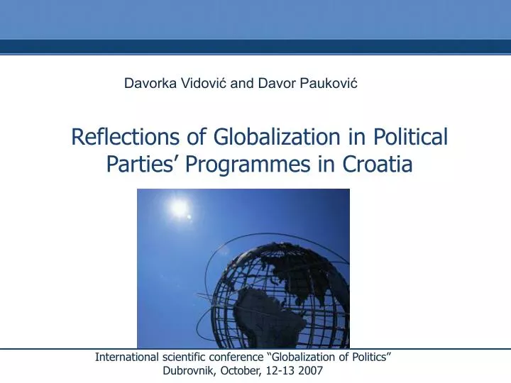 reflections of globalization in political parties programmes in croatia