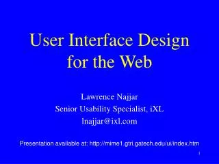 User Interface Design for the Web