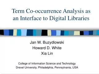 Term Co-occurrence Analysis as an Interface to Digital Libraries