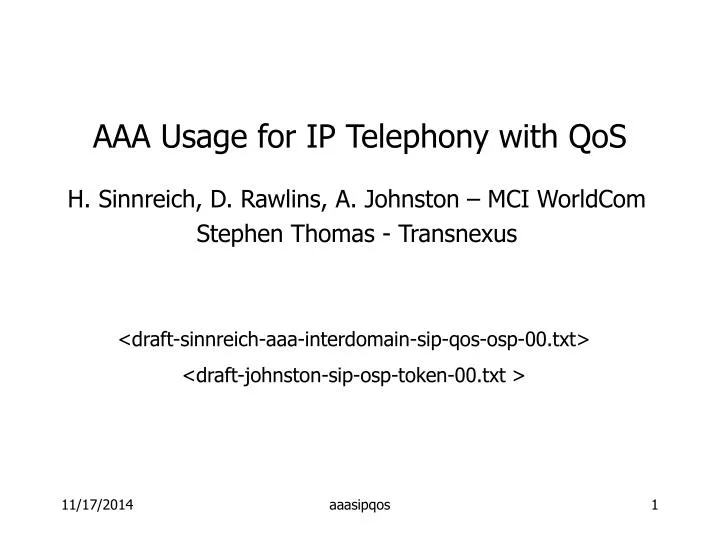 aaa usage for ip telephony with qos