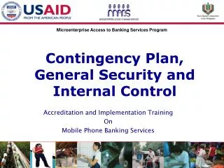 Contingency Plan, General Security and Internal Control