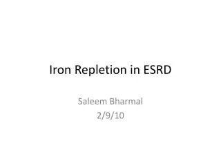 Iron Repletion in ESRD
