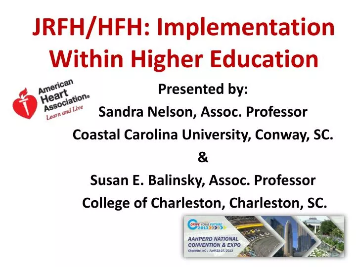 jrfh hfh implementation within higher education