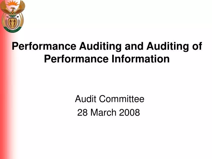 performance auditing and auditing of performance information