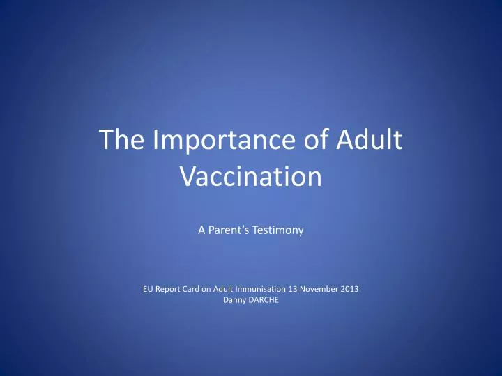 the importance of adult vaccination