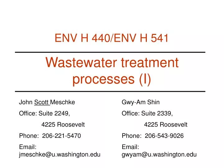wastewater treatment processes i
