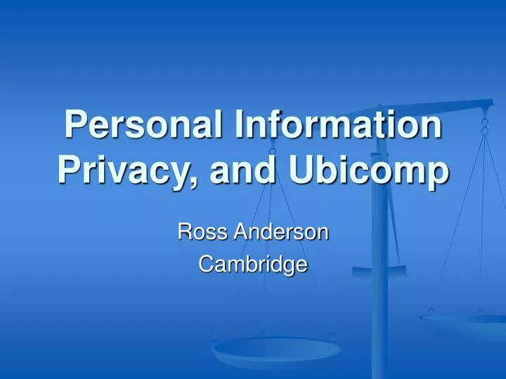 personal information privacy and ubicomp