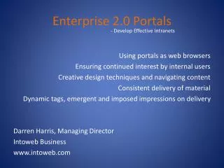 Enterprise 2.0 Portals