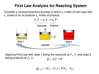 First Law Analysis for Reacting System