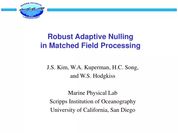 robust adaptive nulling in matched field processing