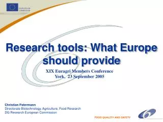 Research tools: What Europe should provide