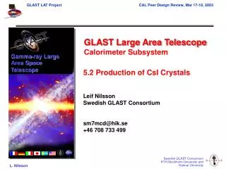 GLAST Large Area Telescope Calorimeter Subsystem