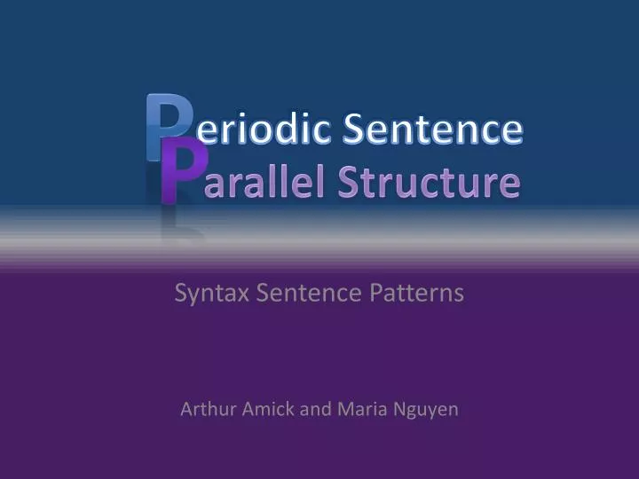 syntax sentence patterns arthur amick and maria nguyen