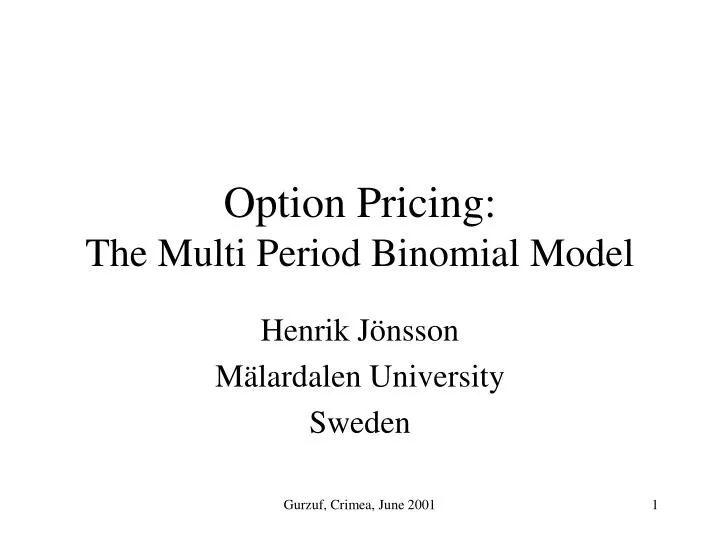 option pricing the multi period binomial model