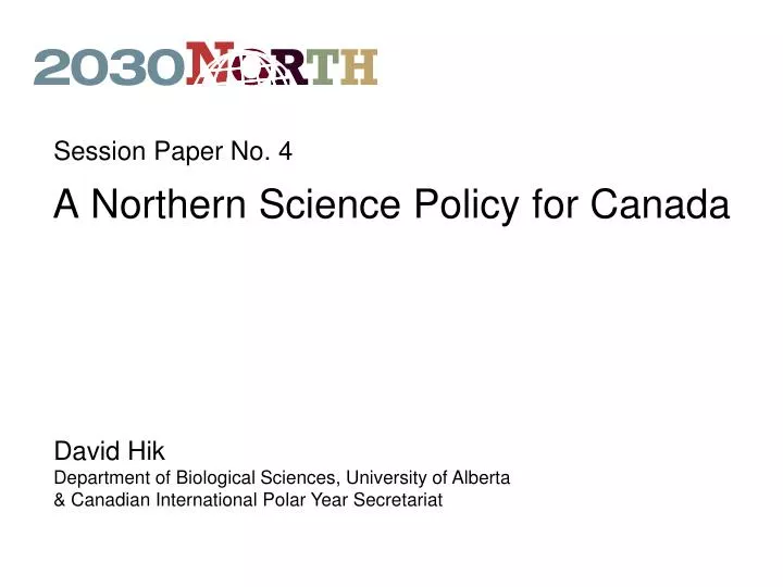 a northern science policy for canada