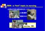 EBN—a “hot” topic in nursing 以循证护理为题目的论文 (1999 ～ 2009) 中国科技期刊全文数据库 2050 篇 维普期刊全文数据库 2063 篇 - slide 1