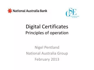 Digital Certificates Principles of operation