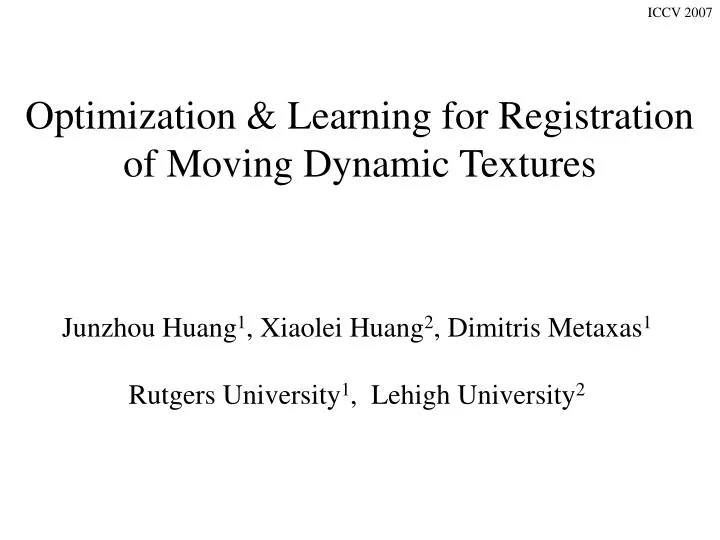 optimization learning for registration of moving dynamic textures