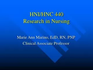 HNI/HNC 440 Research in Nursing