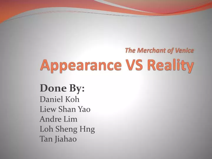 the merchant of venice appearance vs reality