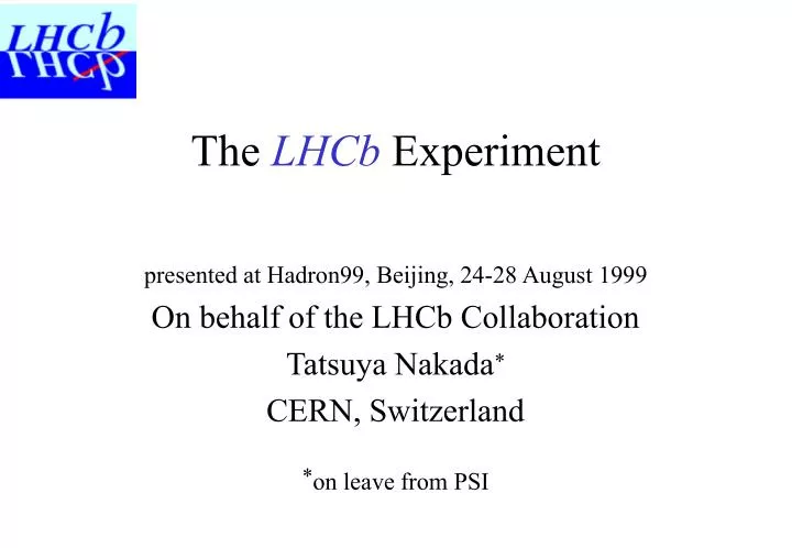 the lhcb experiment