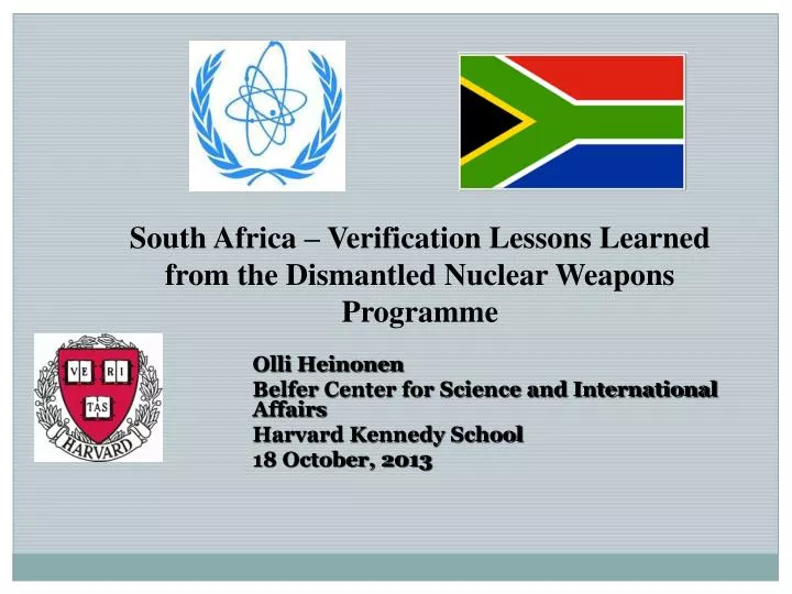 south africa verification lessons learned from the dismantled nuclear weapons programme