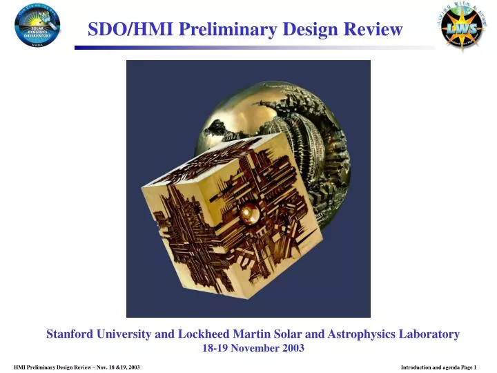 sdo hmi preliminary design review
