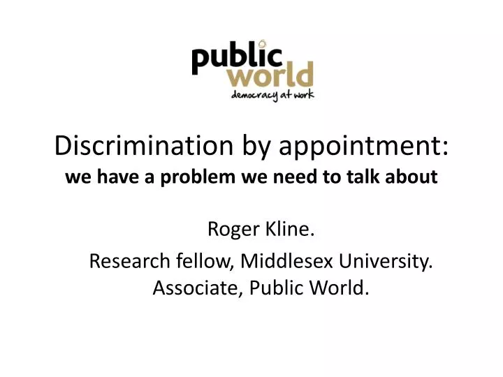 discrimination by appointment we have a problem we need to talk about