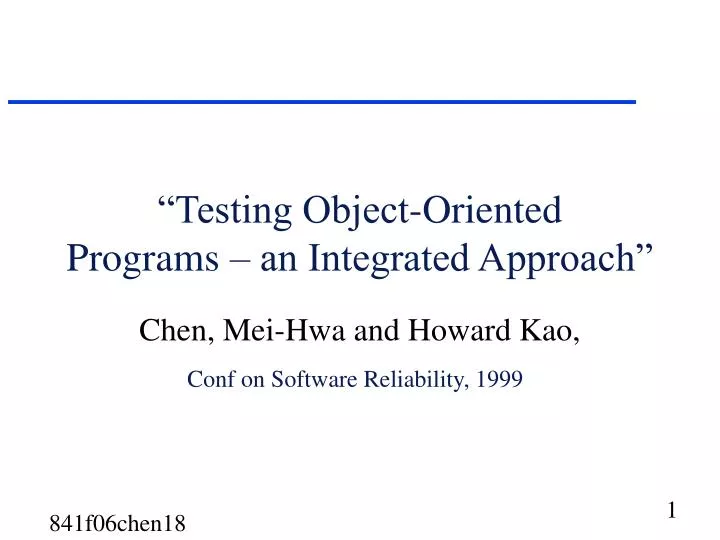 testing object oriented programs an integrated approach
