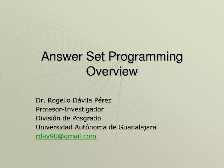 answer set programming overview