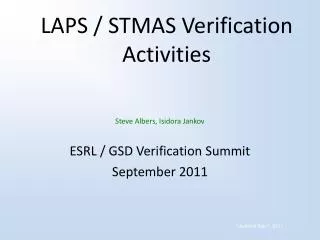 LAPS / STMAS Verification Activities