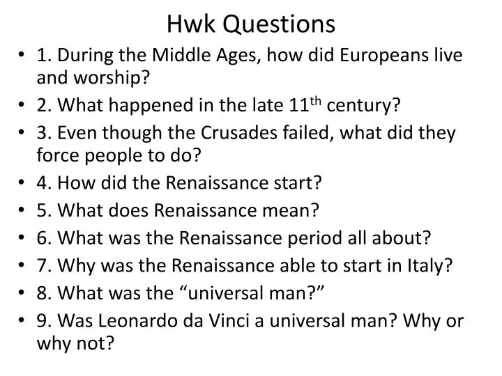 hwk questions