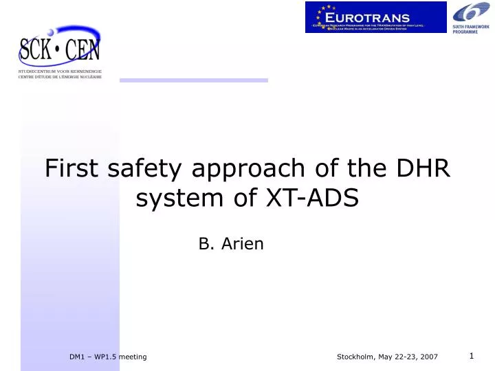first safety approach of the dhr system of xt ads