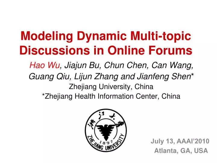modeling dynamic multi topic discussions in online forums