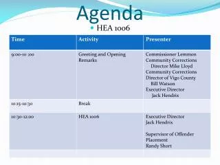 Agenda