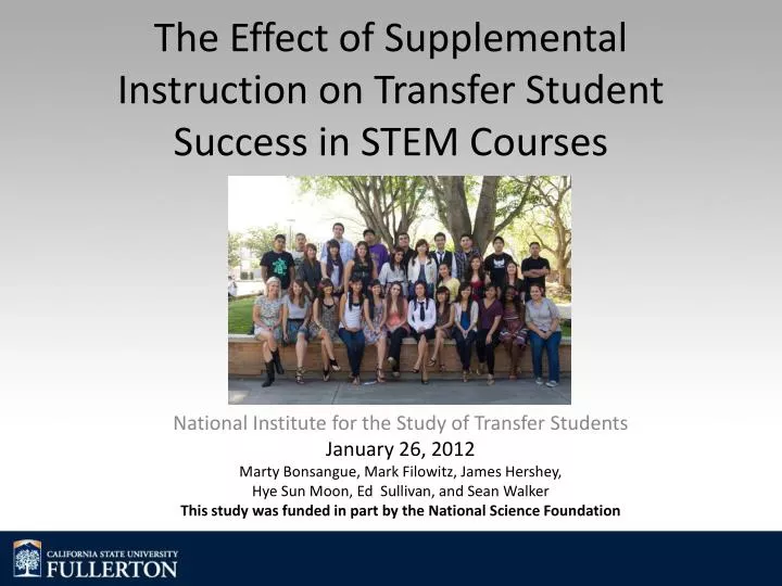 the effect of supplemental instruction on transfer student success in stem courses