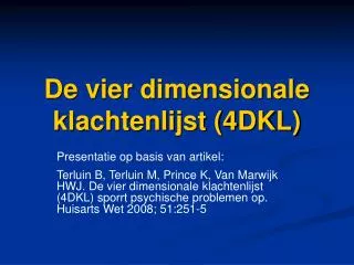 de vier dimensionale klachtenlijst 4dkl