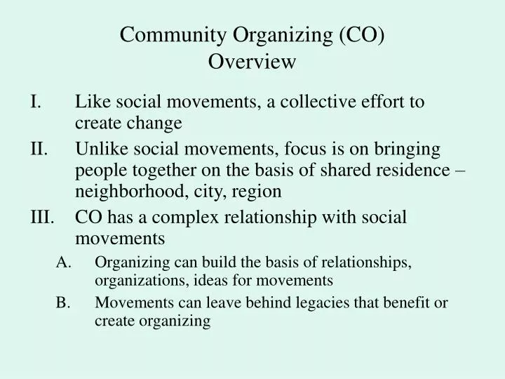 community organizing co overview