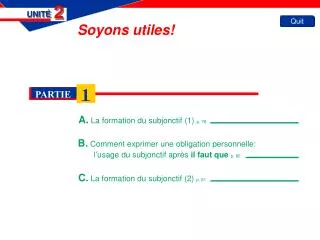 A. La formation du subjonctif (1) p. 78