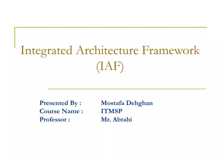 integrated architecture framework iaf